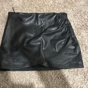 Zara leather asymmetrical mini skirt